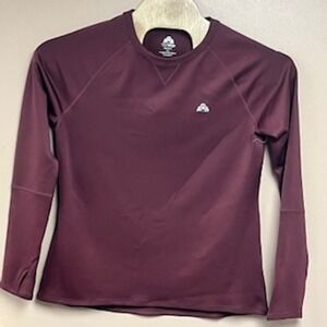 EMS Techwick Womens XL Maroon Long Sleeve Base Layer Shirt Thumbholes F23W2479